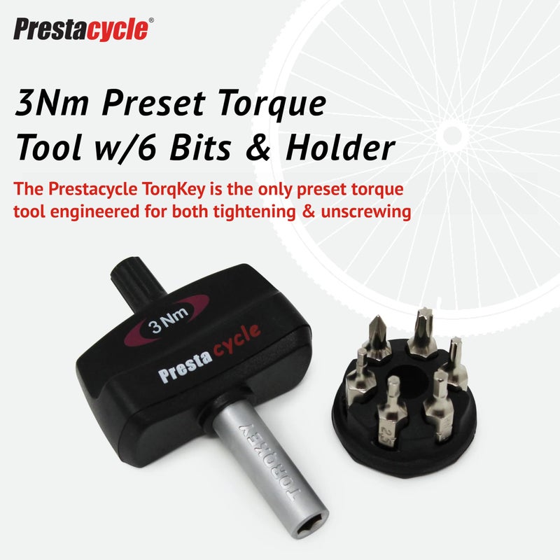 Prestacycle Mini TorqKey â€“ 3Nm Preset Torque Tool with 6 S2 Steel Bits & Holder â€“ Accurate, Compact, Unscrew-Safe â€“ For Bike Maintenance, Torque Wrench for Pre-set Hex, Torx, Phillips Bolts - Image 2